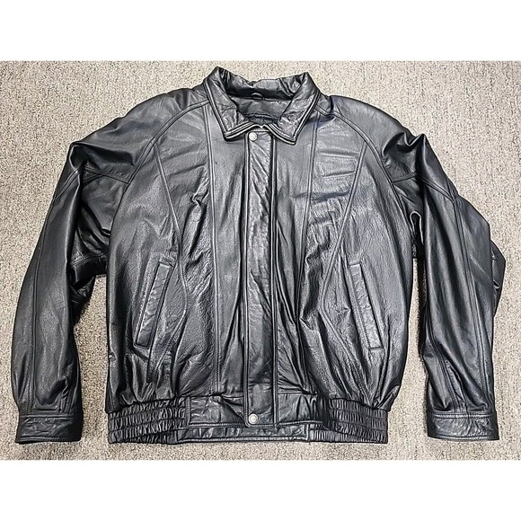 Wilson Leather Men's Big Tall Size 2XLT Bomber Jacket Black